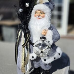 Artisan Gray and White Santa Figurine